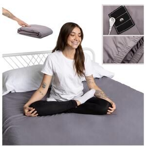 Grounding Sheets Premium Fitted Sheet King 10% Conductive Silver 90% Cotton Grey